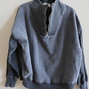 The Great. zip pullover grey sweatshirt